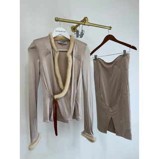 Tom Ford for Yves Saint Laurent Runway Mink Top and Skirt Set