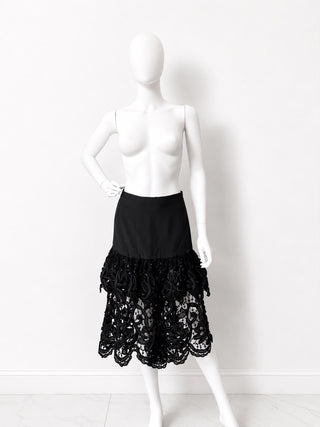 Chanel 2014 Runway Black Cutout Skirt