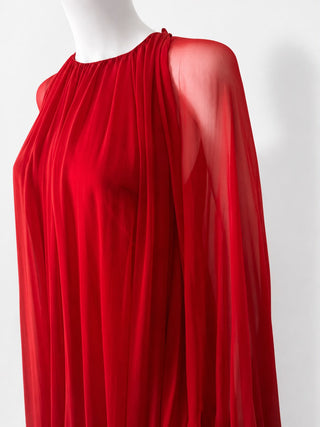 Valentino Runway Red Silk Cape Gown