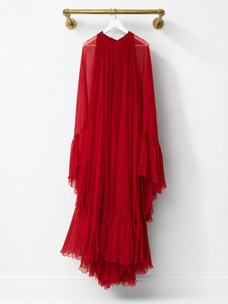 Valentino Runway Red Silk Cape Gown