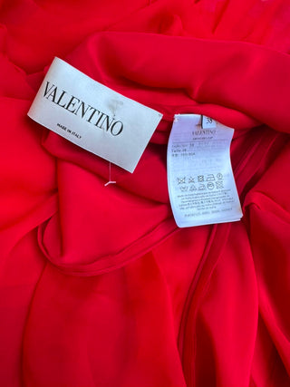 Valentino Runway Red Silk Cape Gown