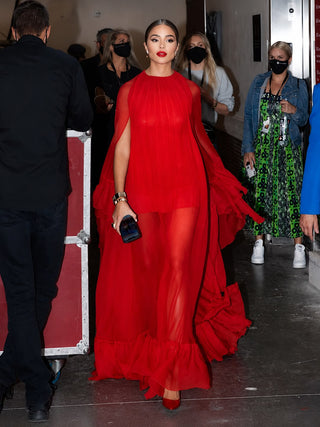 Valentino Runway Red Silk Cape Gown