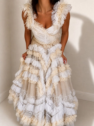 Dolce & Gabbana Runway Feather Ruffle Gown