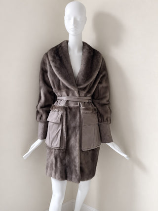 Christian Dior Leather & Mink Fur Coat