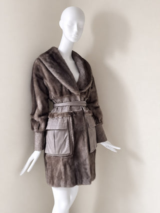 Christian Dior Leather & Mink Fur Coat
